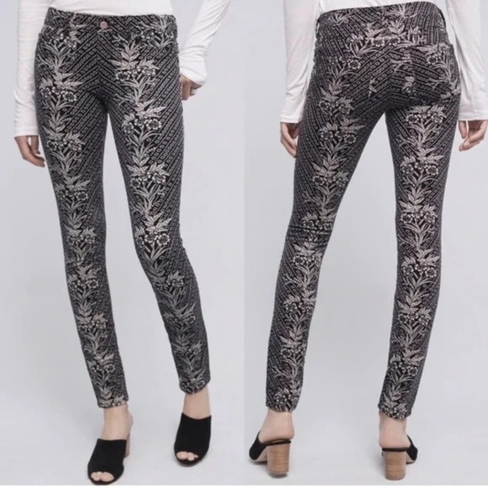 Pilcro and the Letterpress Black and White Floral Skinny Pants